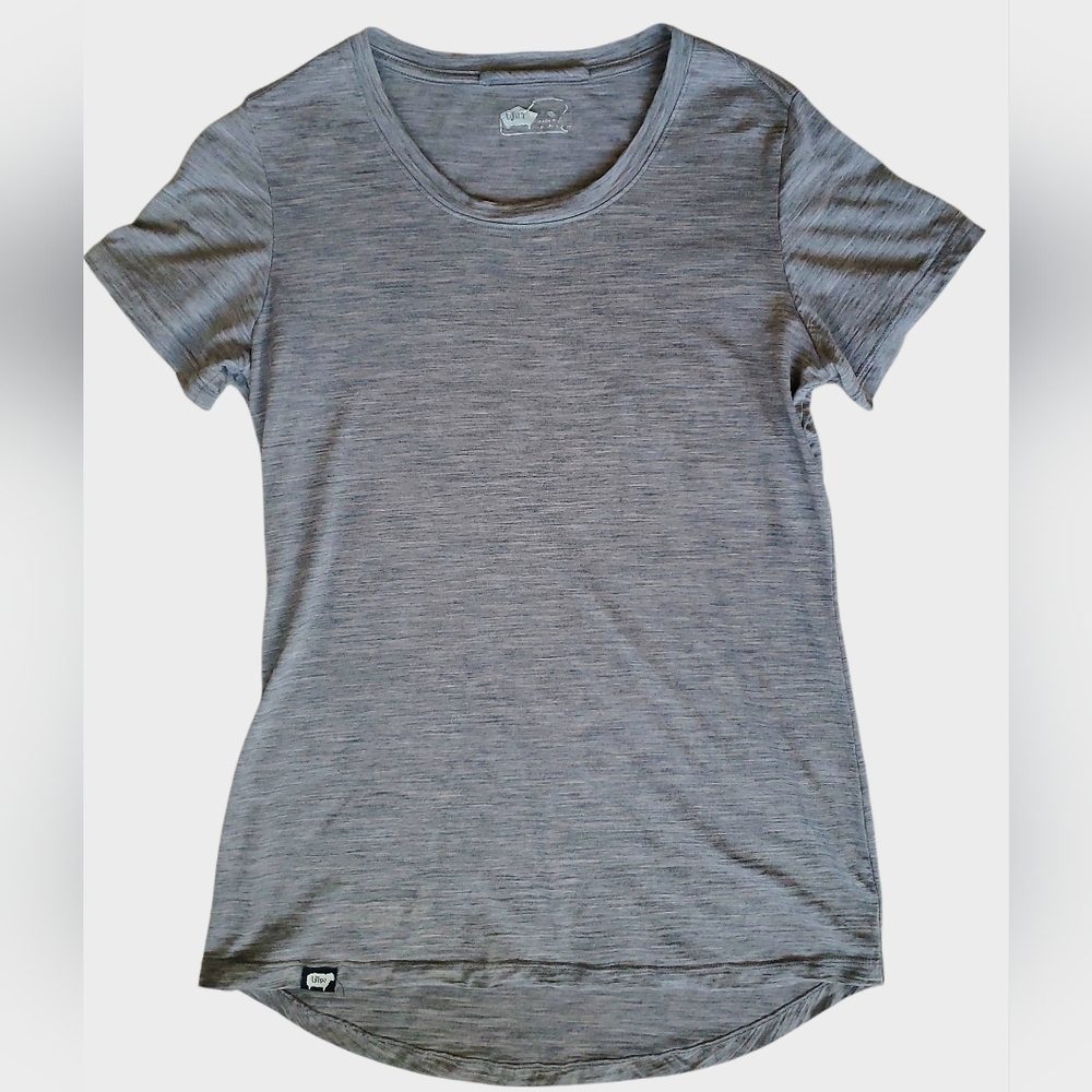 Wuru Wool Women's Stone Heather Gray 100% Merino Short Sleeve T-shirt Size Large